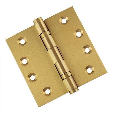 Embassy 4-1/2 x 4-1/2 Solid Brass Ball Bearing Hinge, Satin Brass Finish with Flat Tips 4545BBUS4F-1